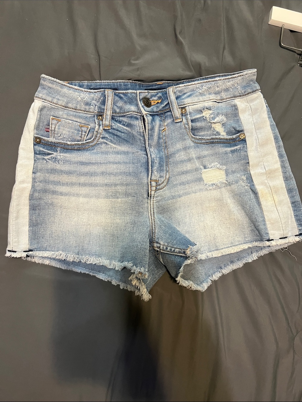 Denim Distressed Womens Shorts in Light Blue